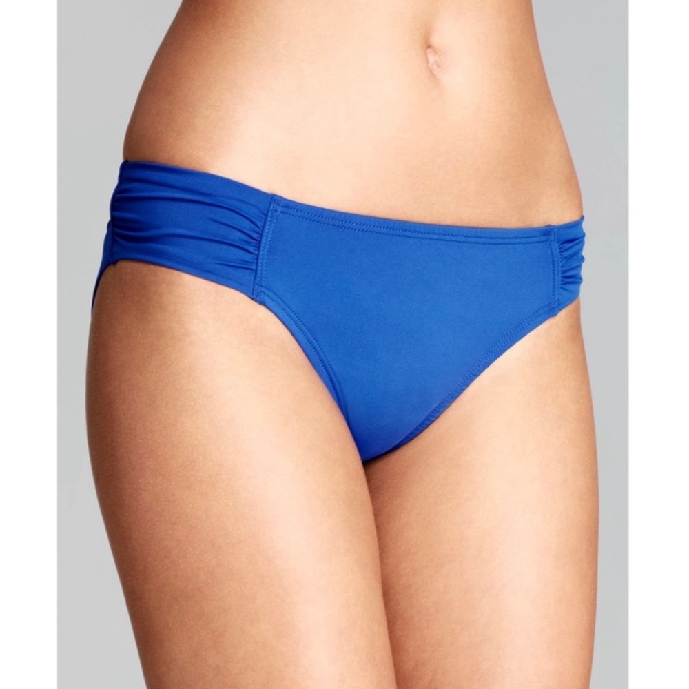 Island Waves Plus Size Shirred Ruched Hipster Bikini Bottoms Blue